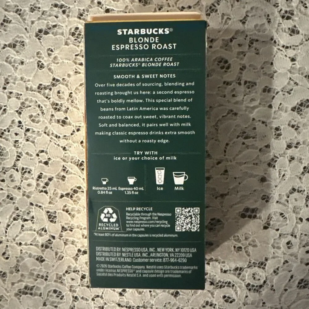 Starbucks by Nespresso Vertuo - BLONDE ESPRESSO ROAST - 50 Count Total - 04/2027